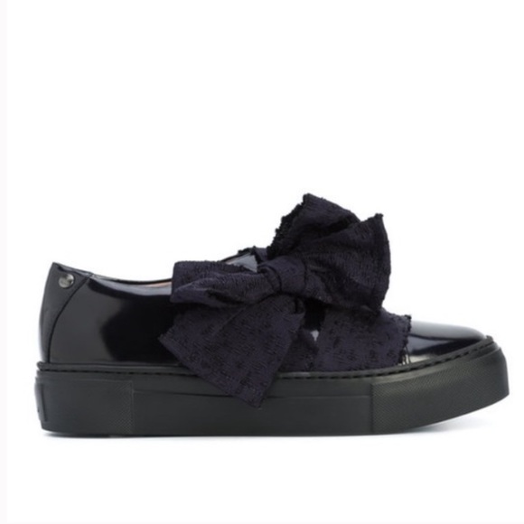 AGL Platform black Patent Leather  navy Bow Sneakers size 37 - Picture 10 of 10